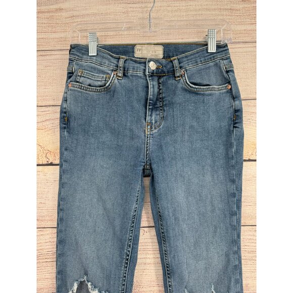 Free People Distressed Stretch Skinny Jeans Women's Size 27R Blue Medium Wash - Picture 3 of 10